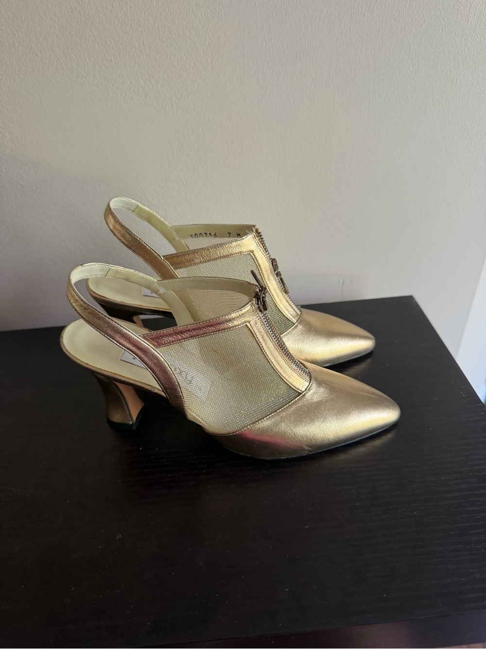 Proxy Gold Slingback Pointed-Toe Heels